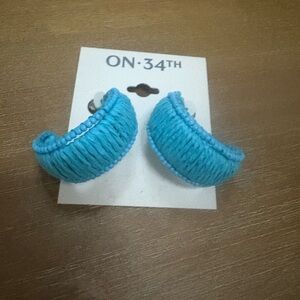 ON-34TH Blue Woven Hoop Earrings